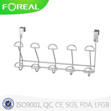 Over The Door Double 5 Hook Rack - Chrome